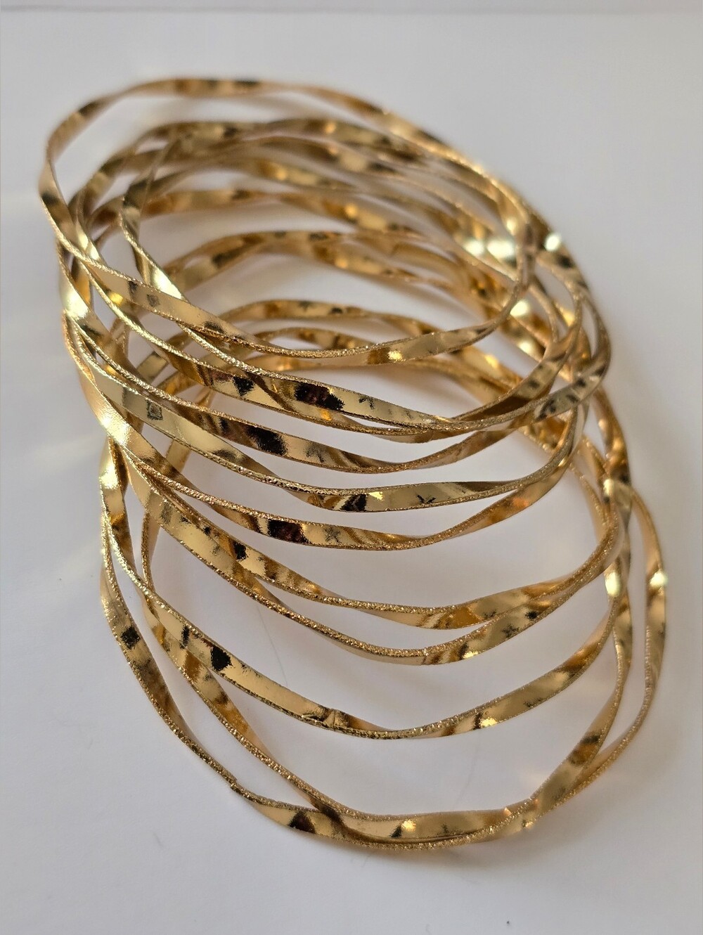 Gold-Tone Textured Stackable Bangle Bracelets